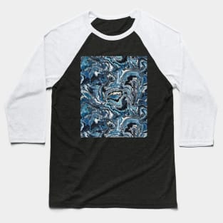 Blue swirl watercolor Baseball T-Shirt